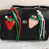 STRAWBERRY KEYCHAIN LEATHER HEART BAG PENDANT_CWMM7569