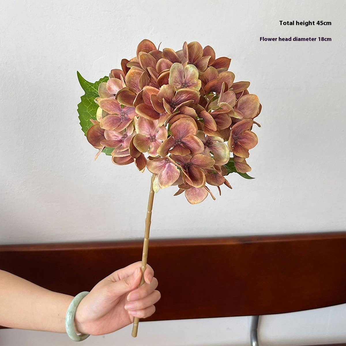 3D PRINTED AUTUMN HYDRANGEA STEM WITH 2 LEAVES_CWMM6517
