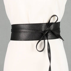 Wide Ribbon Bow Two Circle Belt Waist Seal_Cwabe0338