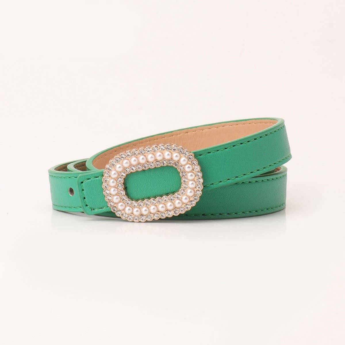 CLASSIC VINTAGE RHINESTONE PEARL BUCKLE BELT_CWABE0389