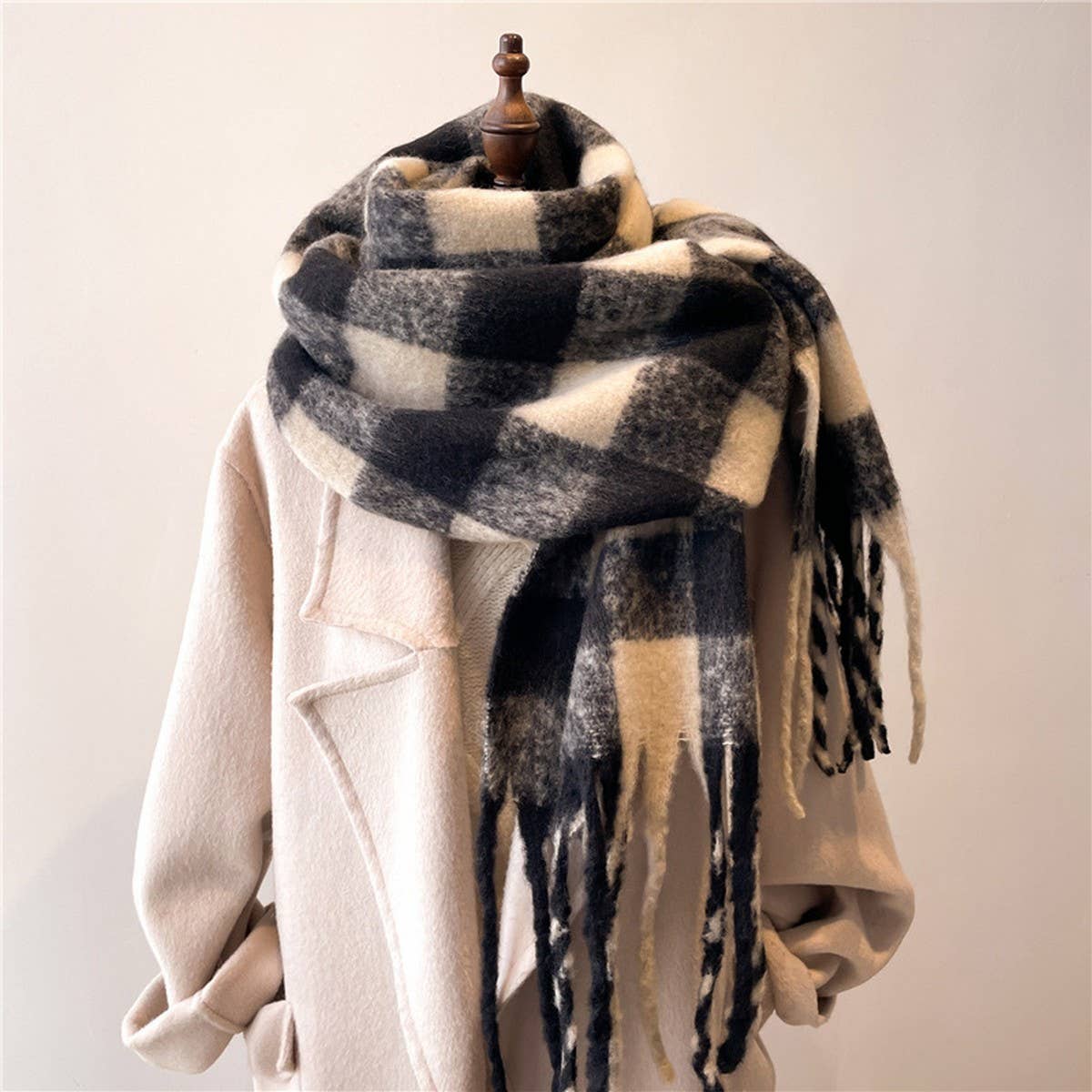 PLAID WINTER SCARF SHAWL THICK SOFT UNISEX WRAP_CWASC0964