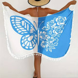 BEACH WRAP SKIRT WITH BUTTERFLY PRINT COLOR BLOCK_CWBLS0463