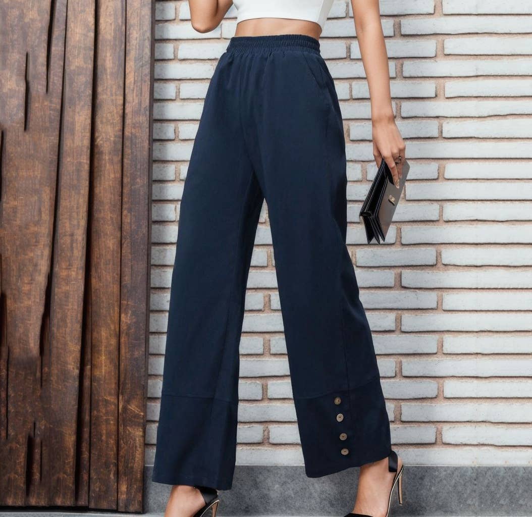 Solid-Colored Casual Loose Casual Pants