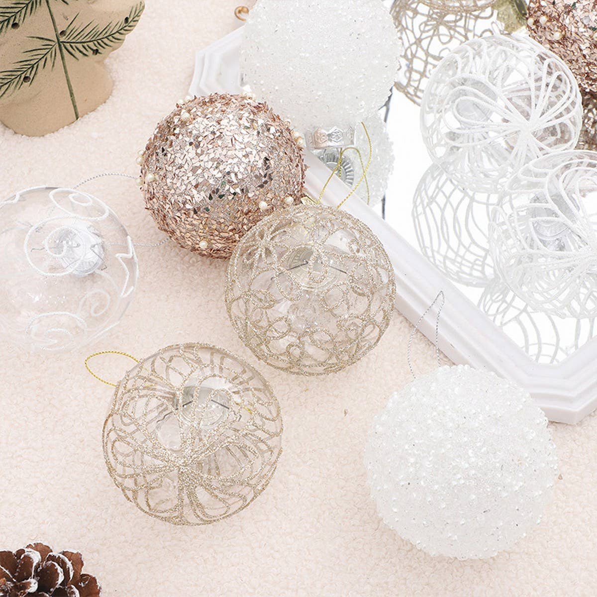 8CM PAINTED XMAS BALL ORNAMENTS GIFT BOX SET_CWMM9879