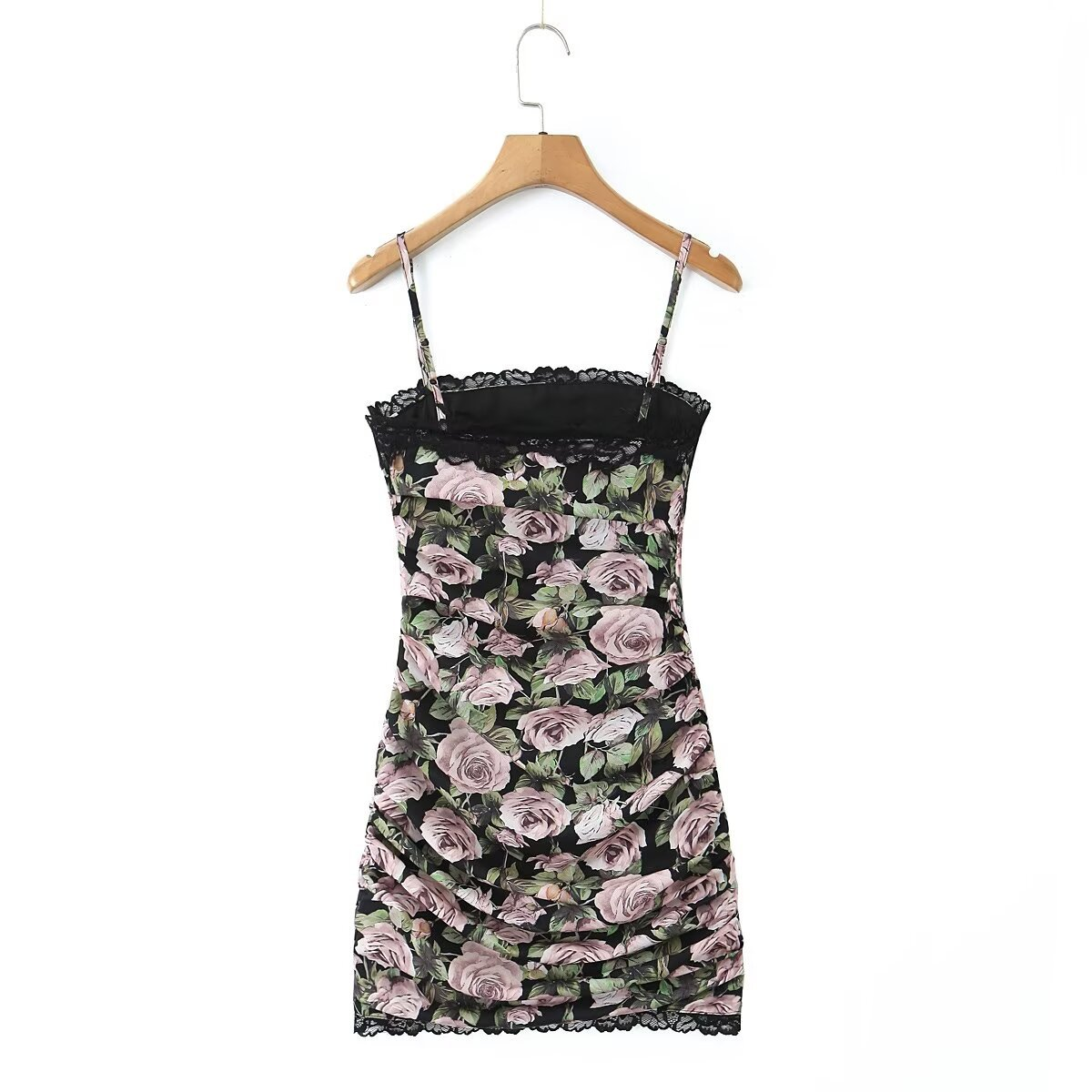 FRENCH STYLE LACE ROSE PRINT WOMEN S SLIP DRESS_CWDMD5820