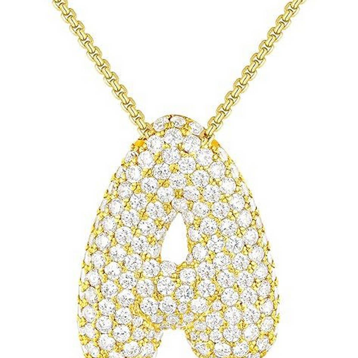 26 LETTERS NECKLACE COPPER ZIRCONIA PENDANT_CWMM5864