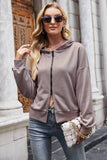 Solid Color High-Waisted Hooded Zip-Up Cardigan