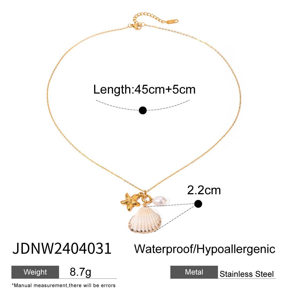 NEW OCEAN SERIES PEARL STARFISH SHELL NECKLACE_CWAJE1877