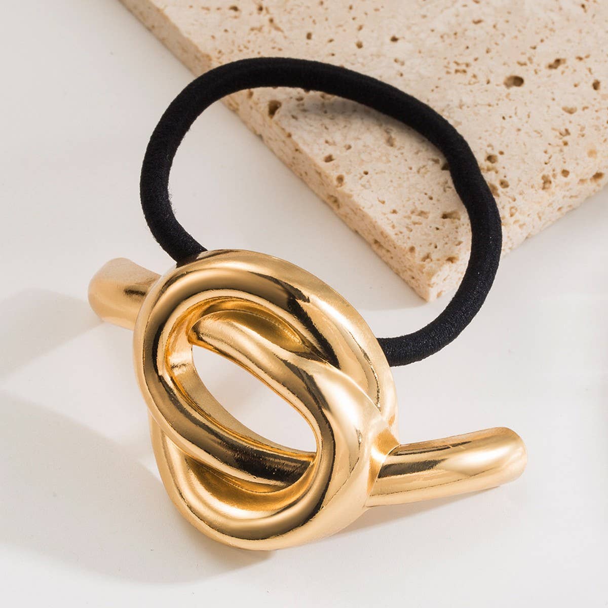MINIMALIST METAL SHINY GEOMETRIC KNOT HAIR TIE_CWAHA6184