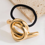 MINIMALIST METAL SHINY GEOMETRIC KNOT HAIR TIE_CWAHA6184