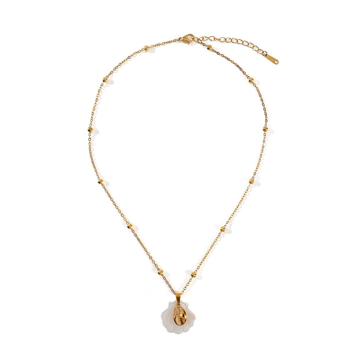 SUMMER BEACH STEEL SHELL STARFISH NECKLACE_CWMM8862