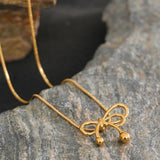 FASHIONABLE GOLDEN BOW NECKLACE FOR WOMEN_CWMM3769