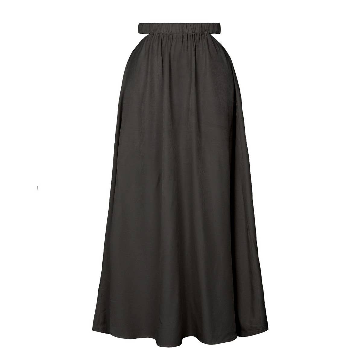 SOLID COLOR SKIRT HIGH WAIST ELASTIC LONG SKIRT_CWBSS0411