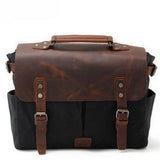 MENS RETRO WAXED CANVAS LEATHER MESSENGER BAG_CWAB5559