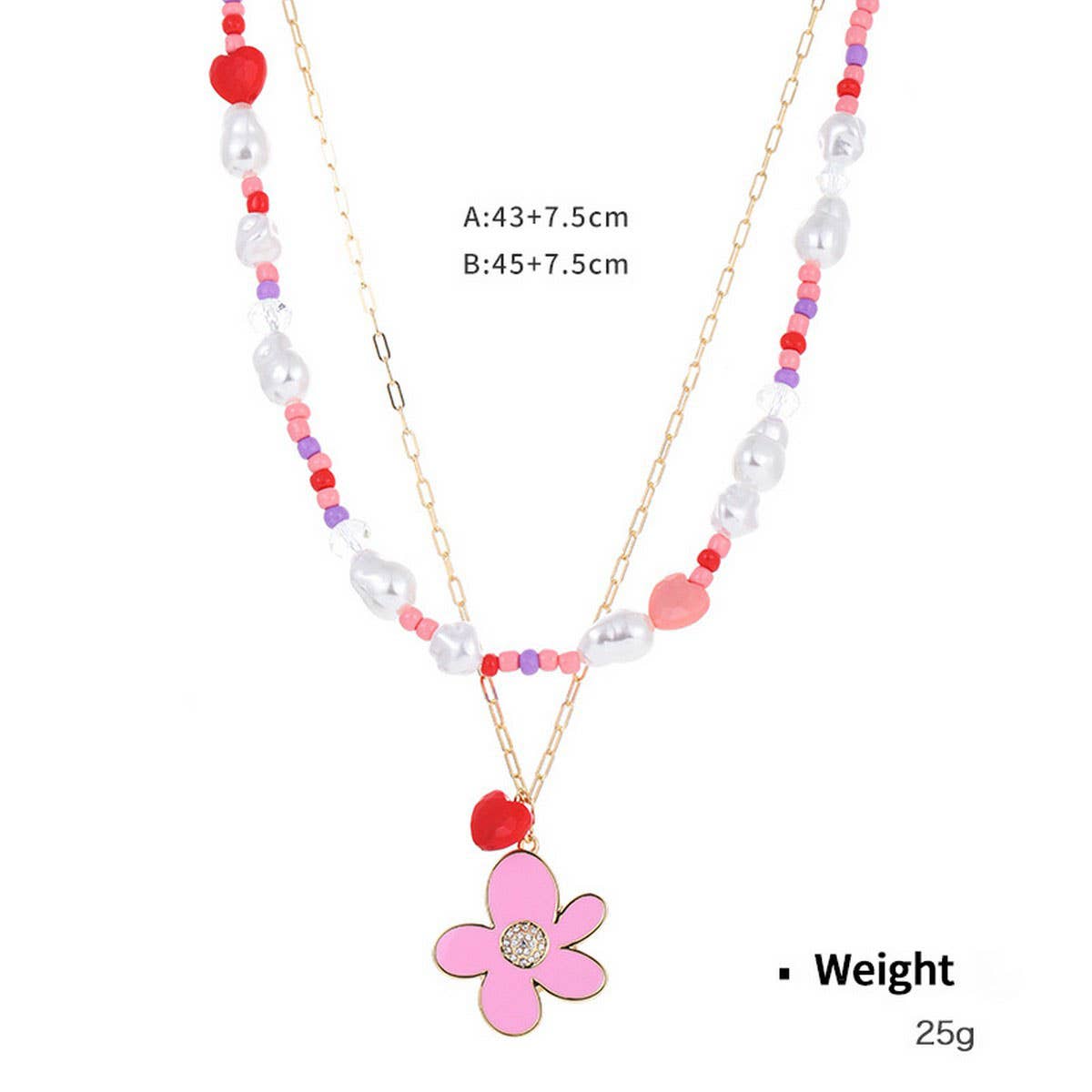 HEART SHAPED ZIRCONIUM INLAID MULTI ROW NECKLACE_CWAJE2927