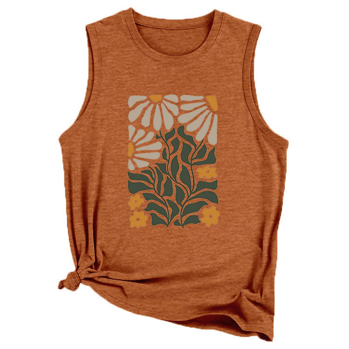 NTAGE YELLOW FLOWER VEST FOR WOMEN SLEEVELESS_CWTTSL0414