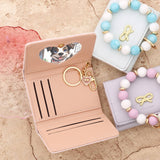 Womens Bow Heart Short Trifold Wallet Korean_Cuab00443