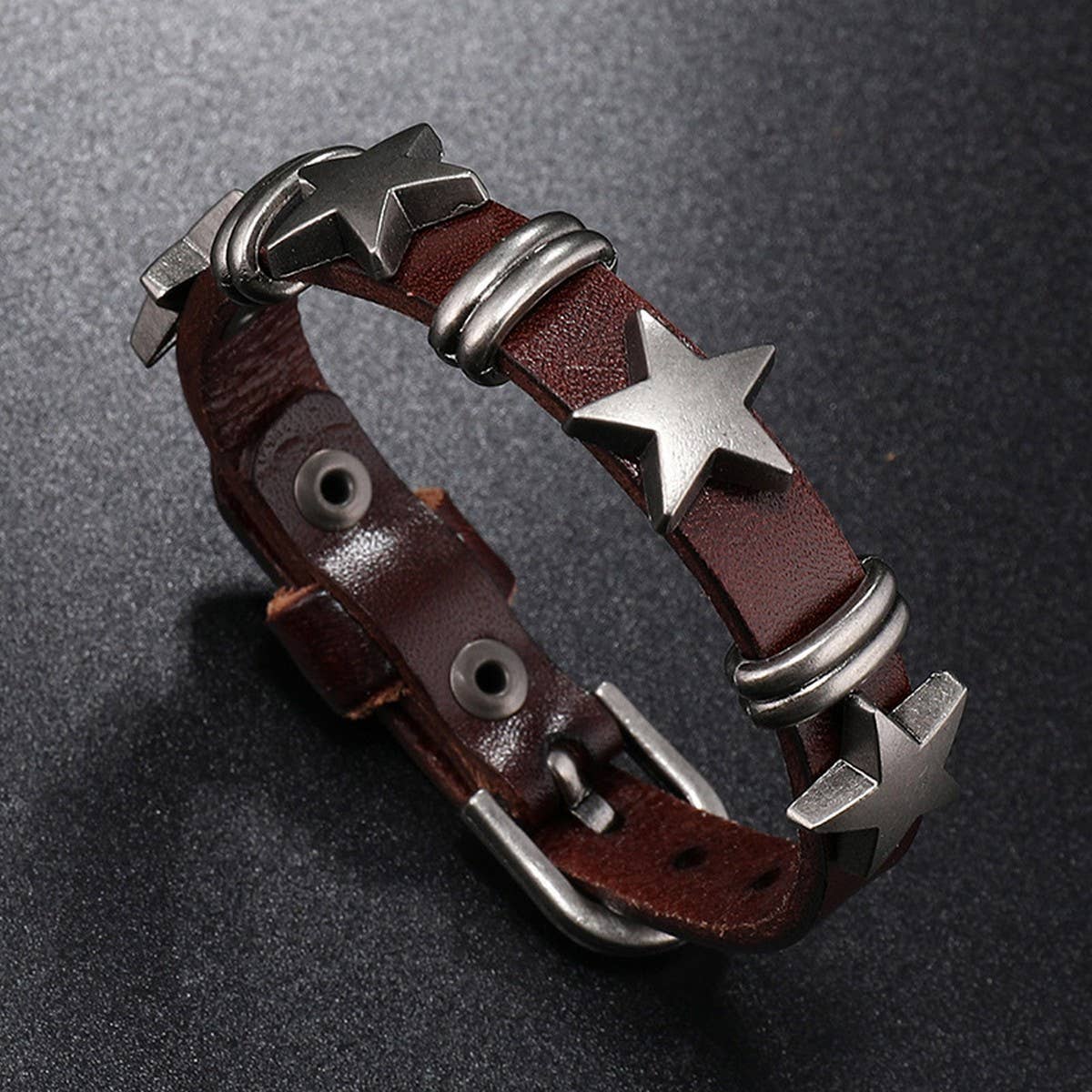 FIVE POINTED STAR RETRO COWHIDE CREATIVE BRACELET_CWMM4468