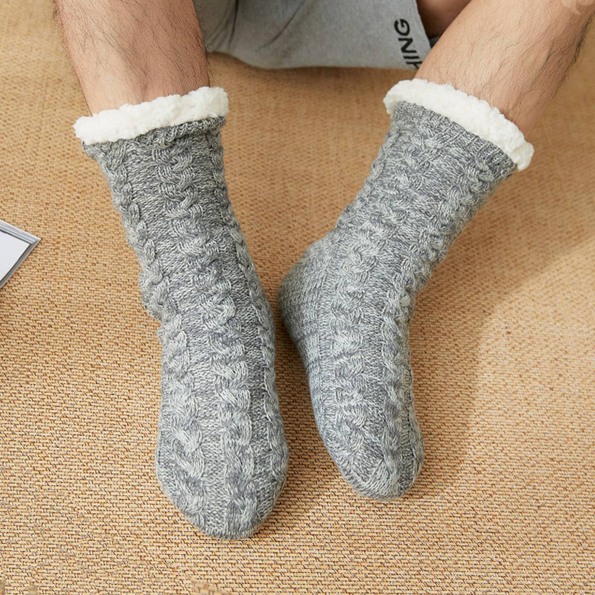 Winter Men Leg Covers Plush Indoor Slippers_Cwms0708