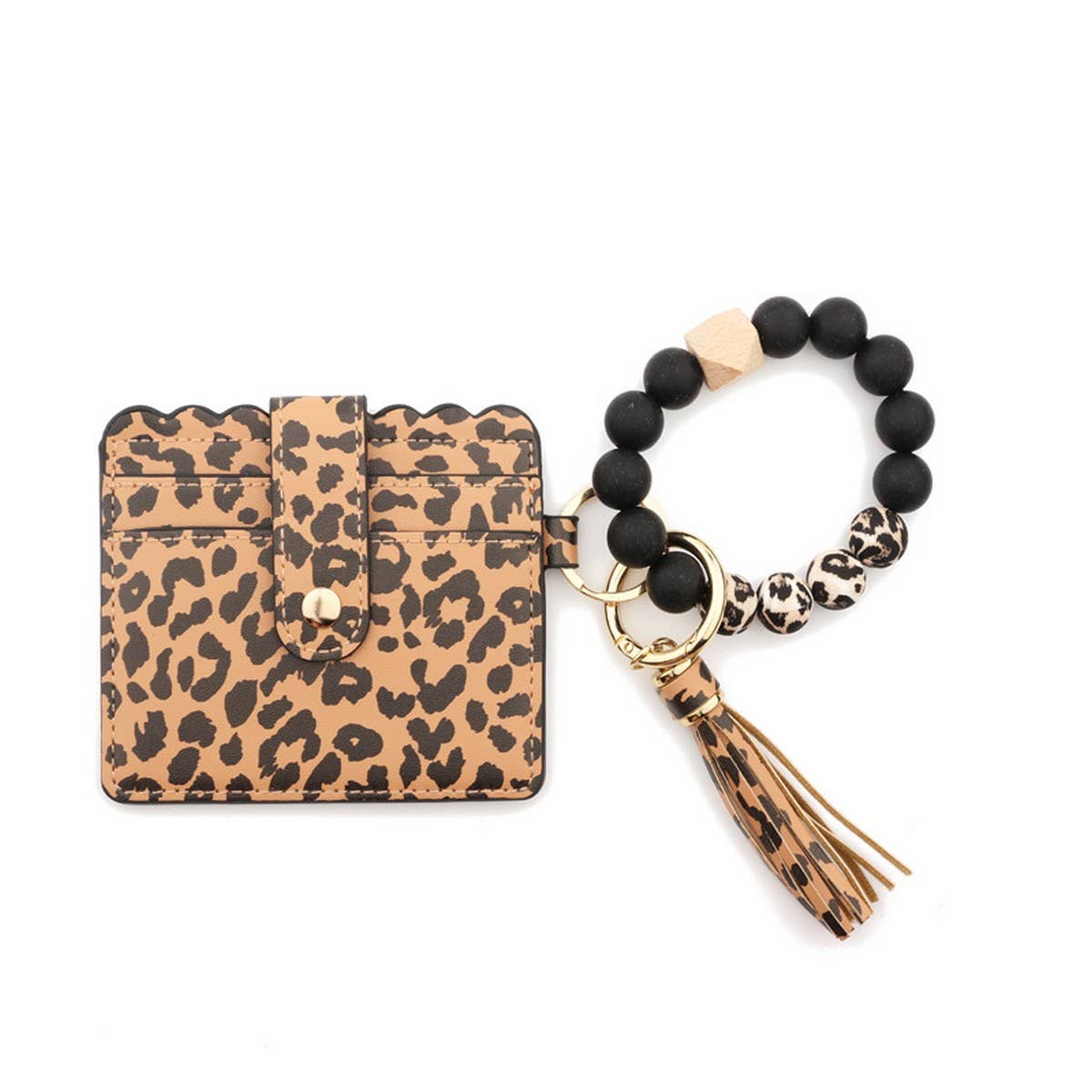LEATHER WALLET TASSEL KEYCHAIN BRACELET_CWAJE0654
