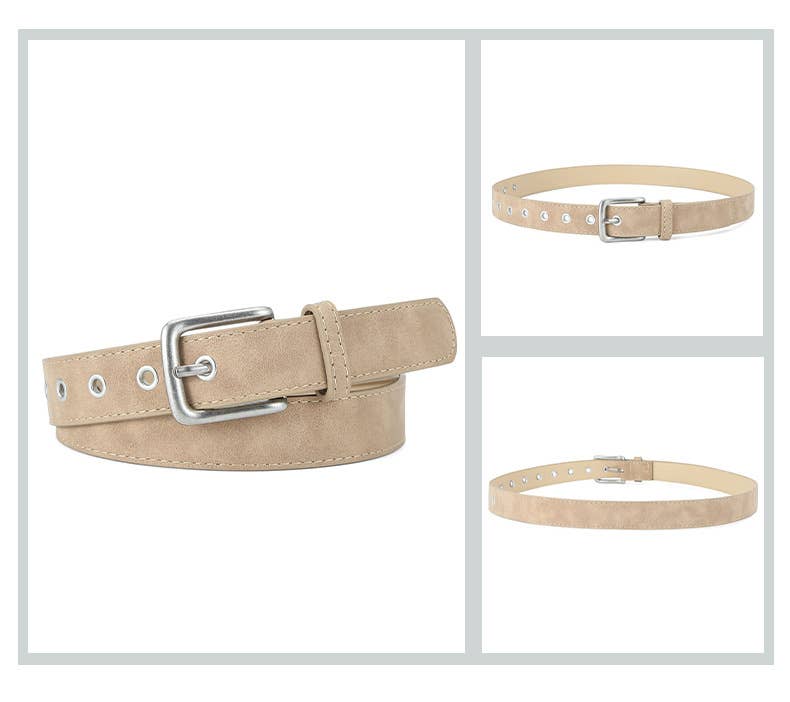 Frosted Textured Pin Buckle Pu Belt