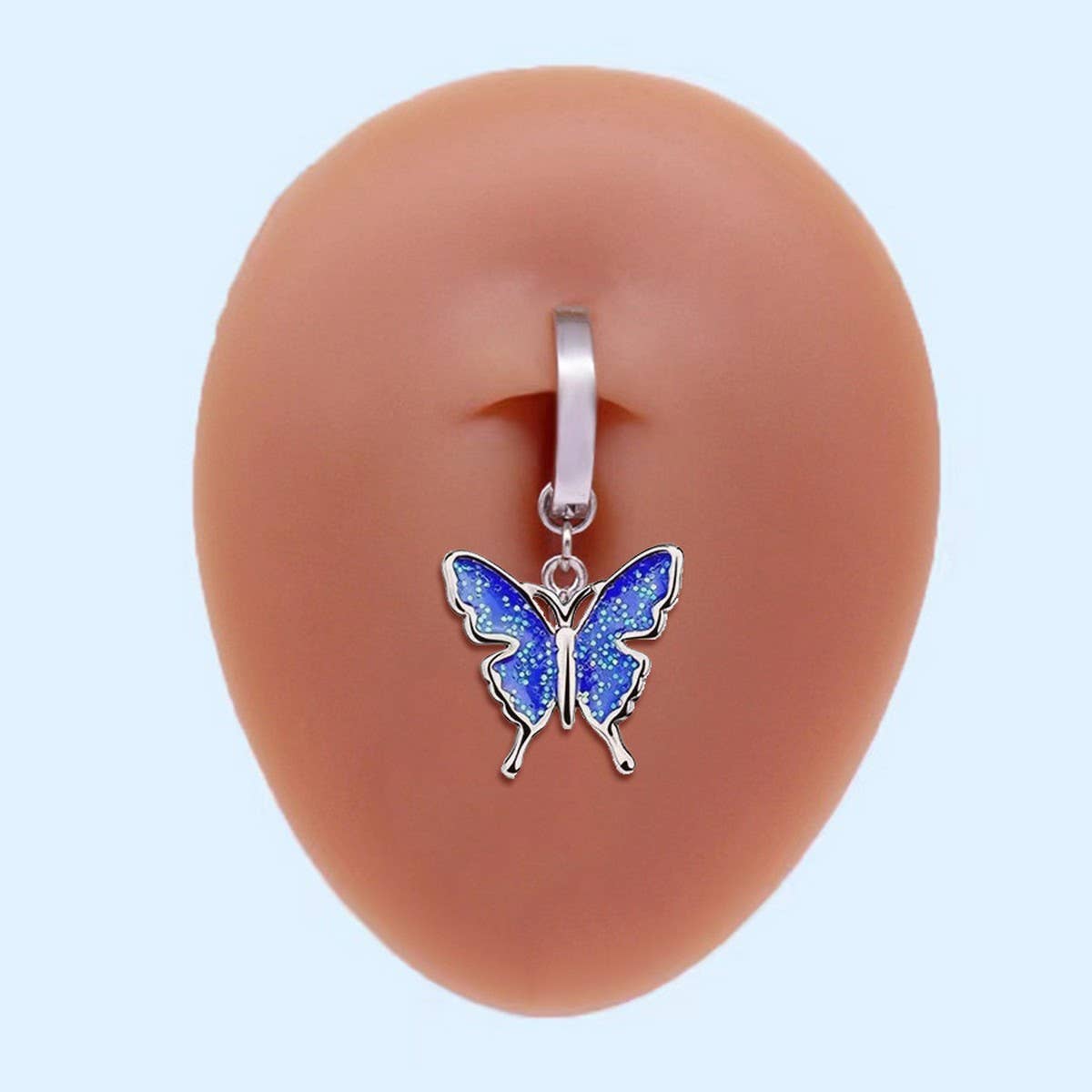 MINIMAL CURVED BUTTERFLY STAR BELLY BUTTON RING_CWMM9466
