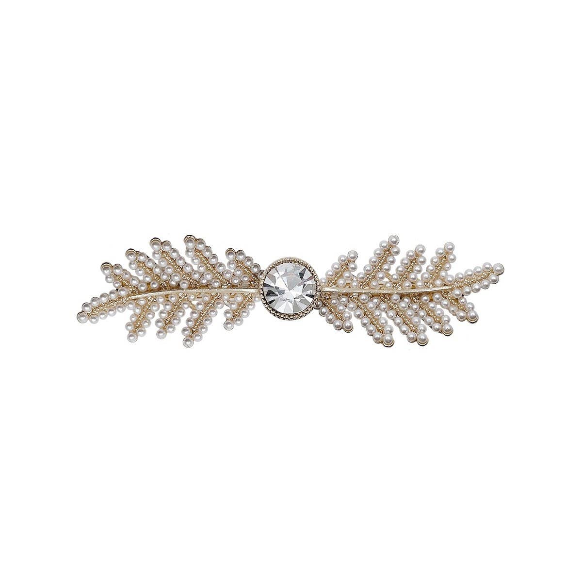 LEAF PEARL HAIR CLIP SPRING FAIRY SIDE PIN_CWAHA4789
