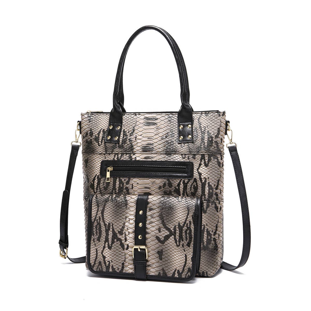Women Tote Snake Print Shoulder Handbag_Cwab2594