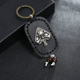 DOUBLE SIDED SKULL VINTAGE LEATHER KEYCHAIN_CWMM5023