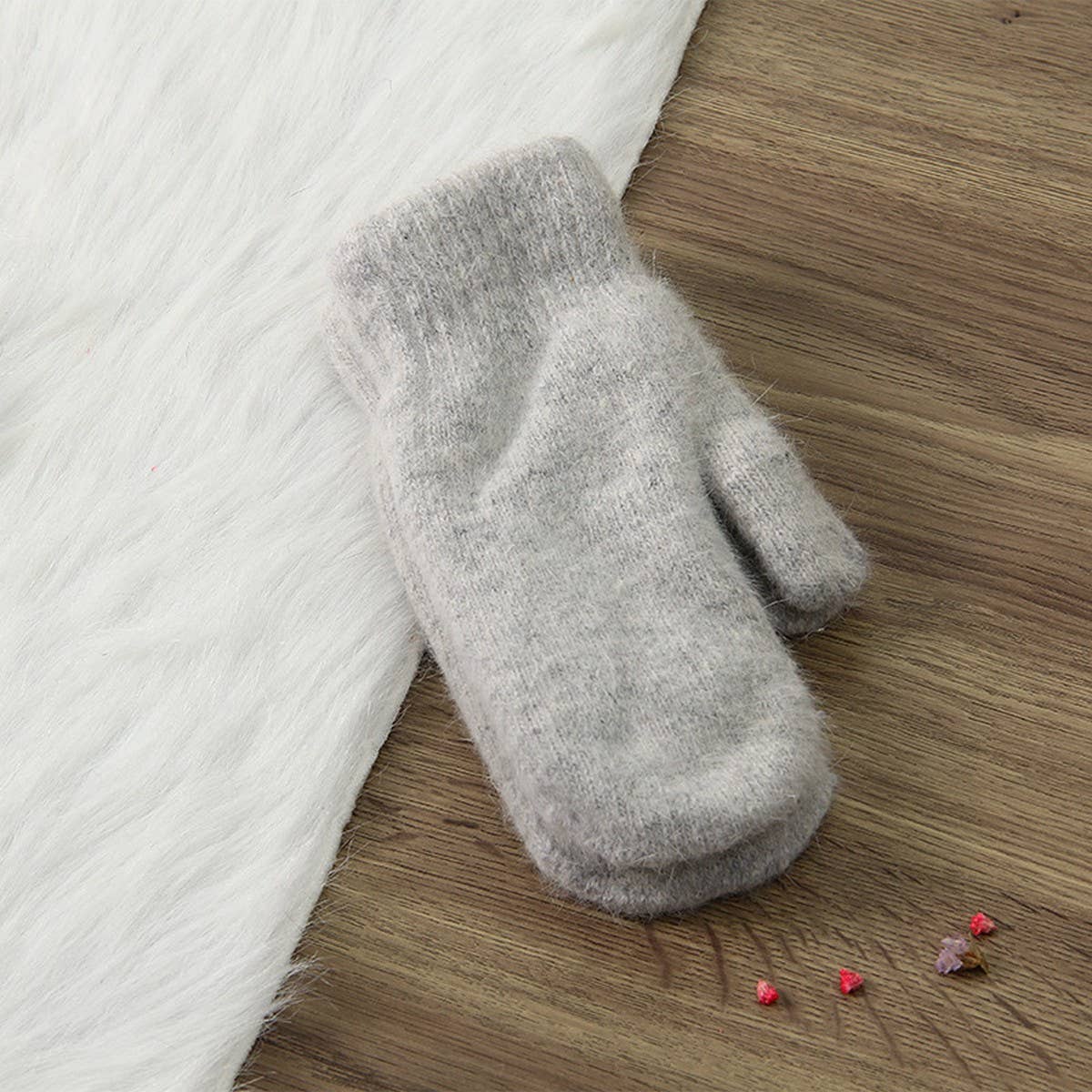 Womens Solid Color Rabbit Fur Full Finger Gloves_Cwag00592