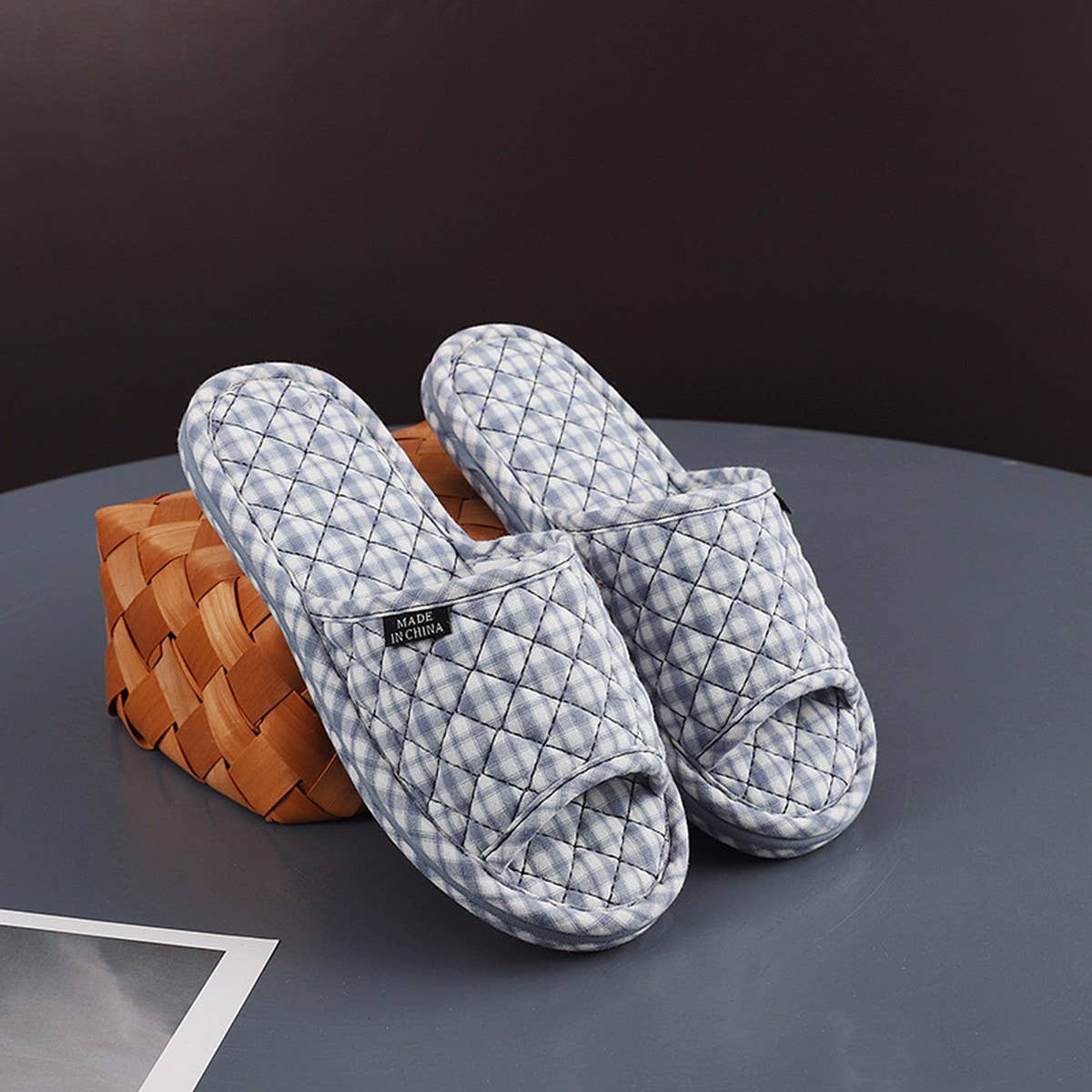 THICK COTTON INDOOR SLIPPERS WITH FABRIC SOLE_CWSHF0173