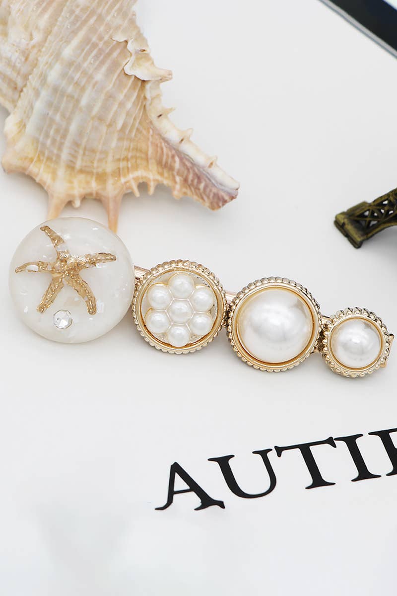 6PCS BOW FAUX PEARL DEARL DECOR HAIR CLIP_CWAHA0158