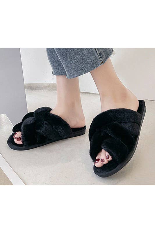 CROSS STRAP HOUSE SHOES COZY COMFY INDOOR SLIPPERS_CWSHS201