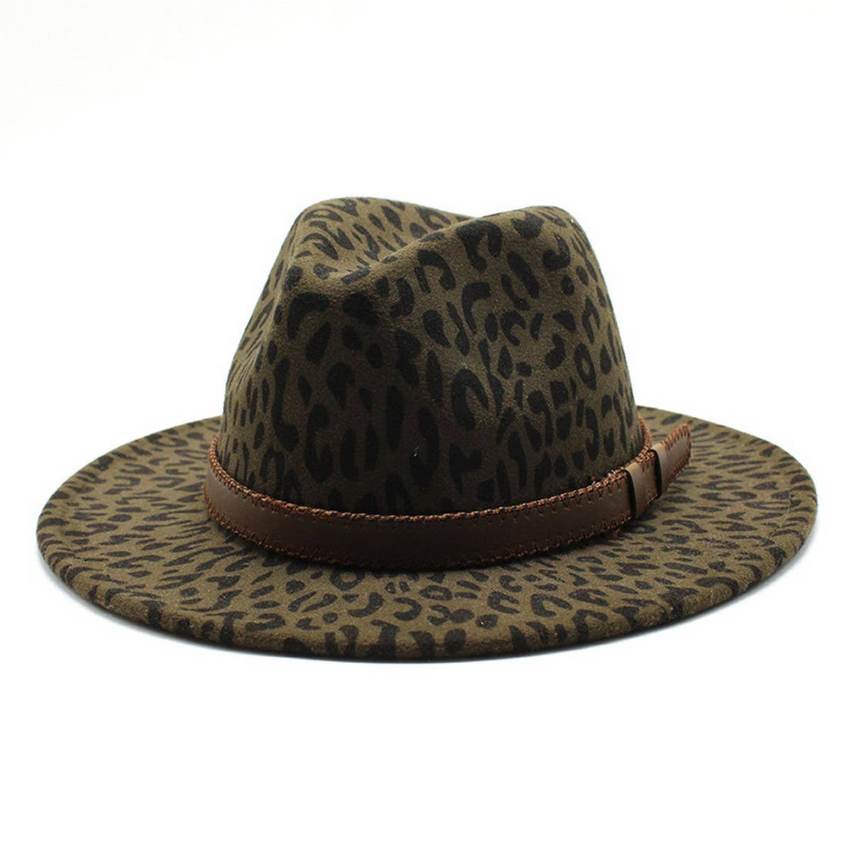 LEOPARD PRINT HAT JAZZ HAT WOOLEN HAT WIDE BRIM HAT_CWAH2579