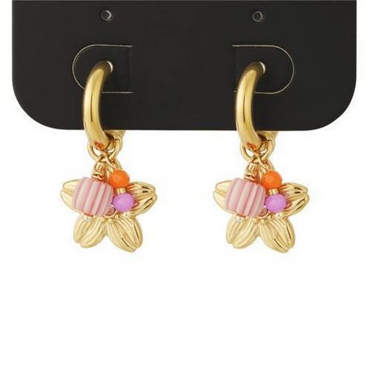 FASHION FLOWER GOLD STAINLESS STEEL STUD EARRINGS_CWAJE4992