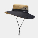 FOLDABLE WIDE BRIM UV PROTECTION PONYTAIL SUN HAT_CWAH3795
