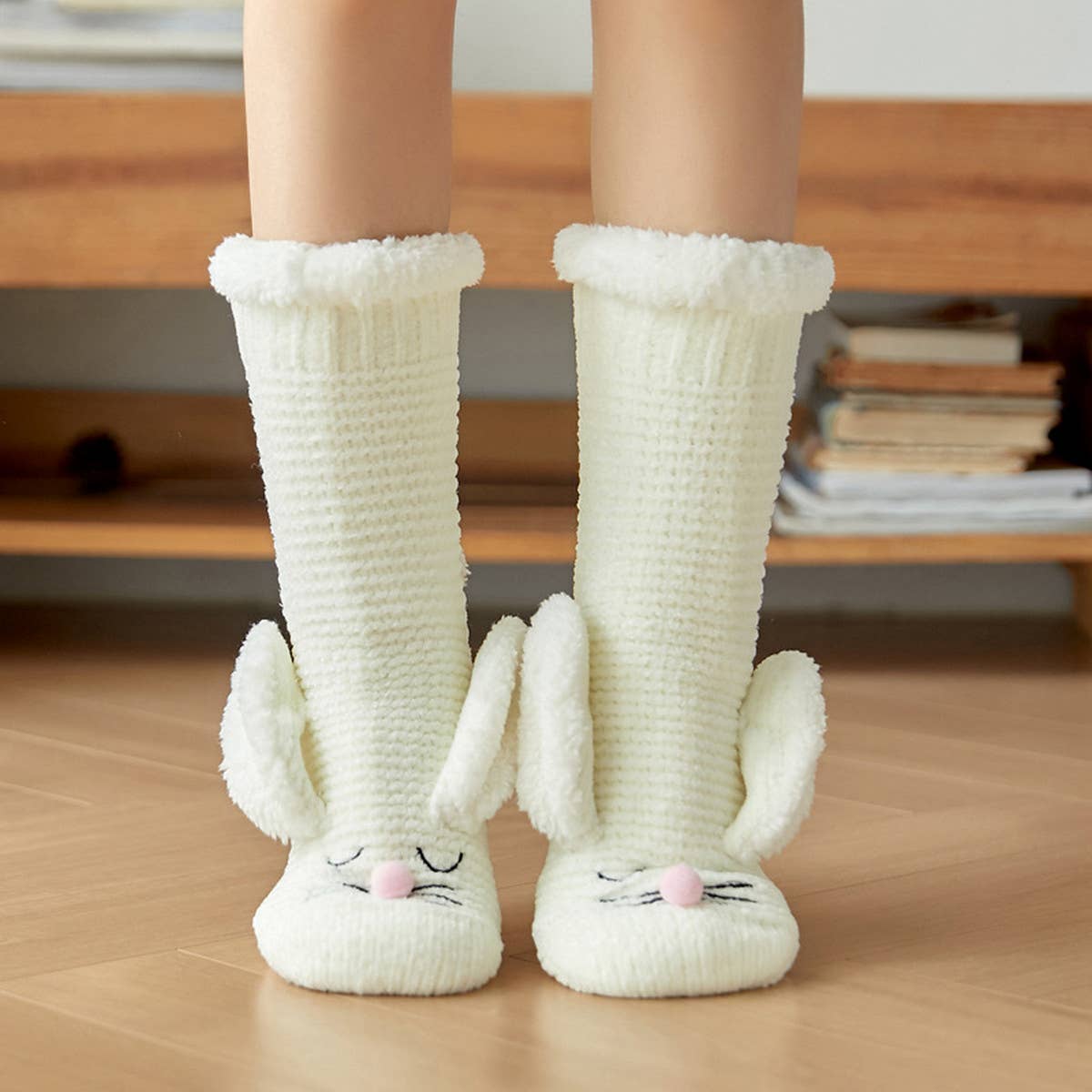 HOME RABBIT EARS WARM PLUSH INDOOR SLIPPERS_CWMS0721