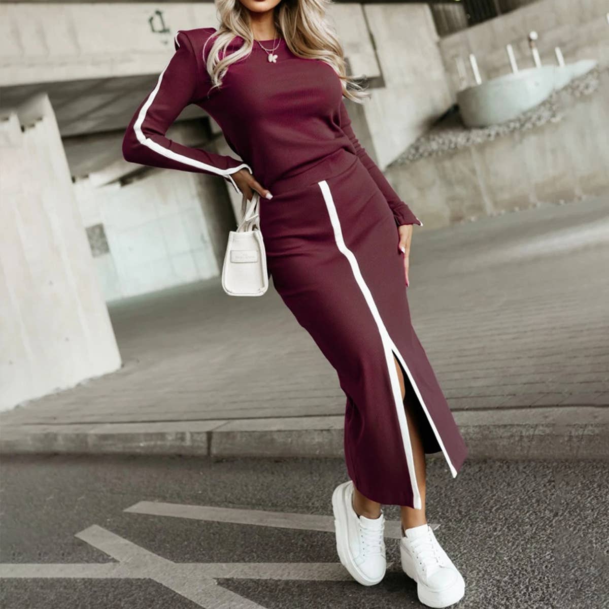 Yarn-Dyed Ribbon Patchwork Commuter Casual Suit