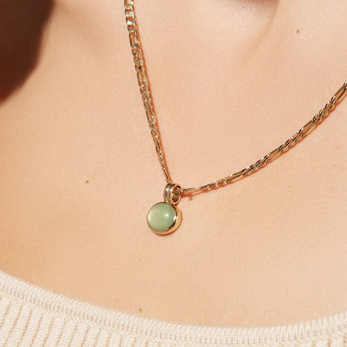 Vintage Green Aventurine Natural Stone Necklace_Cwmm5521