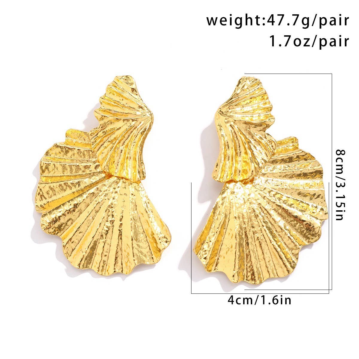 FASHIONABLE PUNK METAL STYLE GOLD EARRINGS_CWAJE1811