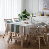 COLOR PLAID PATTERN COSY TABLECLOTHS WITH TASSELS_CWMM0018