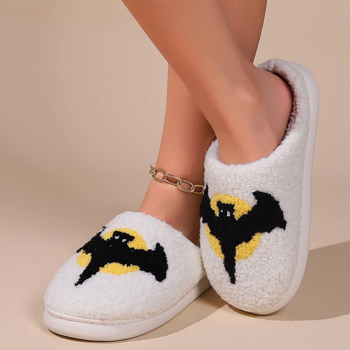 HALLOWEEN BAT PATTERN WARM COTTON SLIPPERS_CWSHS0851