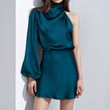 Stylish One-Shoulder Round Neck Hip Wrap Dress