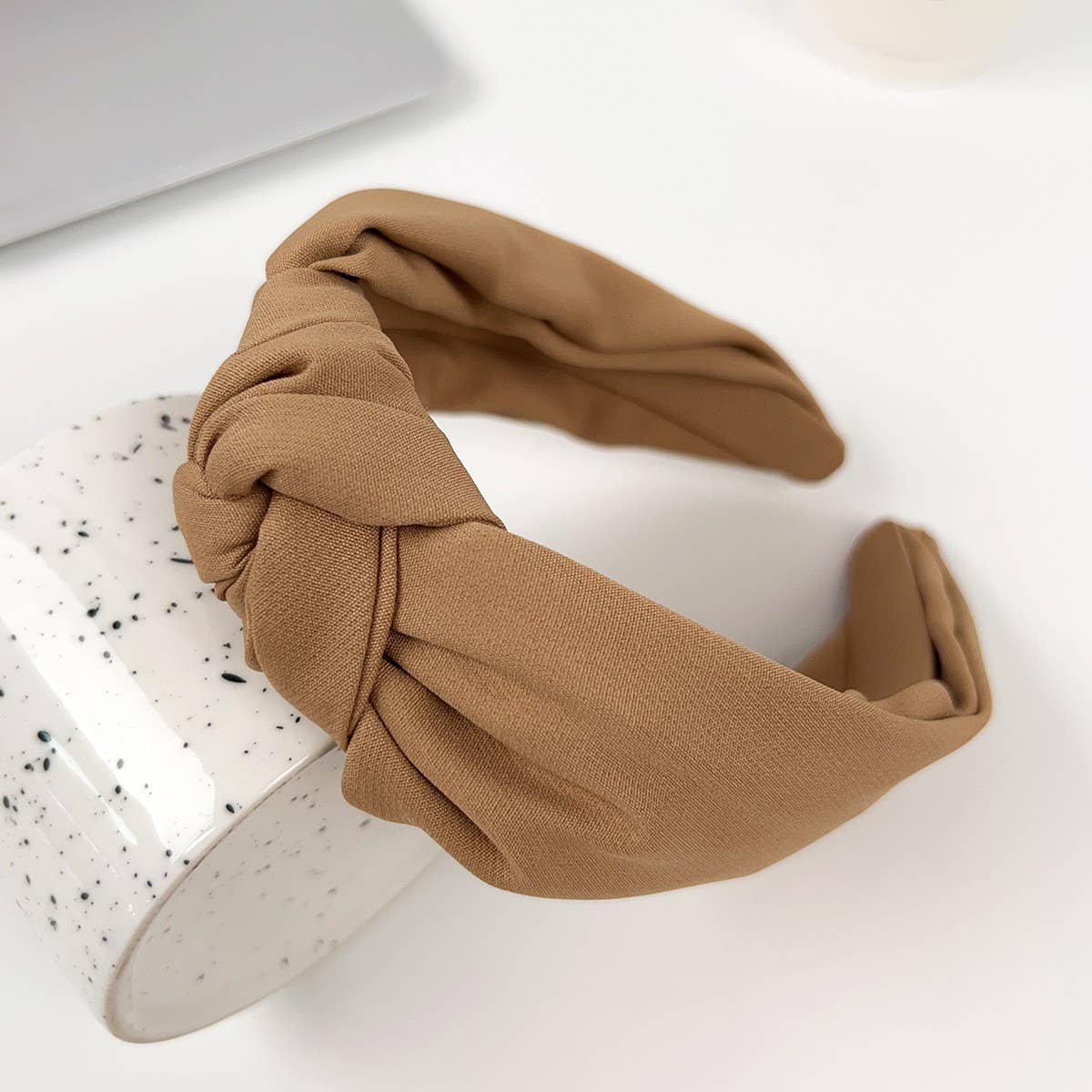 SOLID COLOR TEXTURED FABRIC CROSS HEADBAND_CWAHA2084
