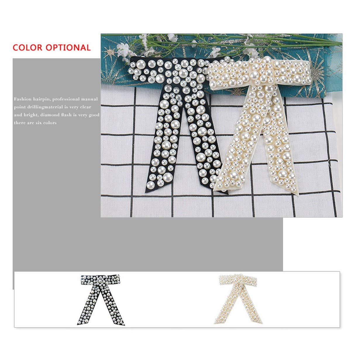 BOW HAIR ACCESSORIES PEARL INLAID GEOMETRICHAIRPIN_CWAHA4416