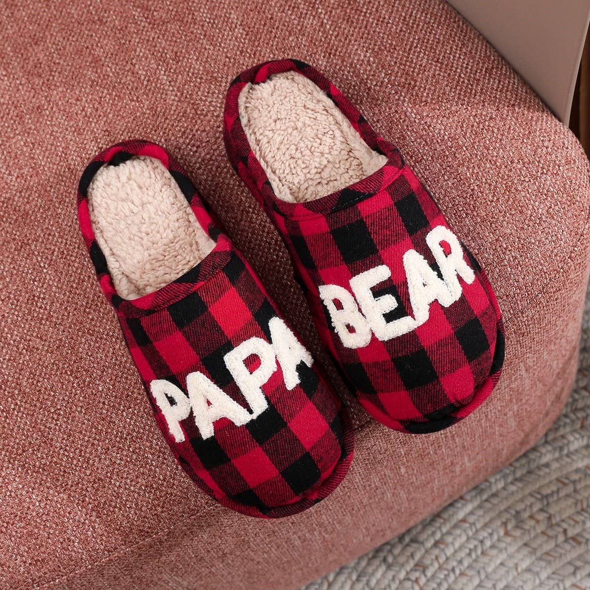 PLAID CHRISTMAS COTTON SLIPPERS WINTER WARM_CWSHF00226