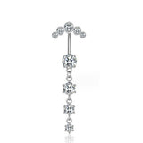 MULTI CZ BELLY RING DANGLE NAVEL PIERCING DANCE_CWMM9322