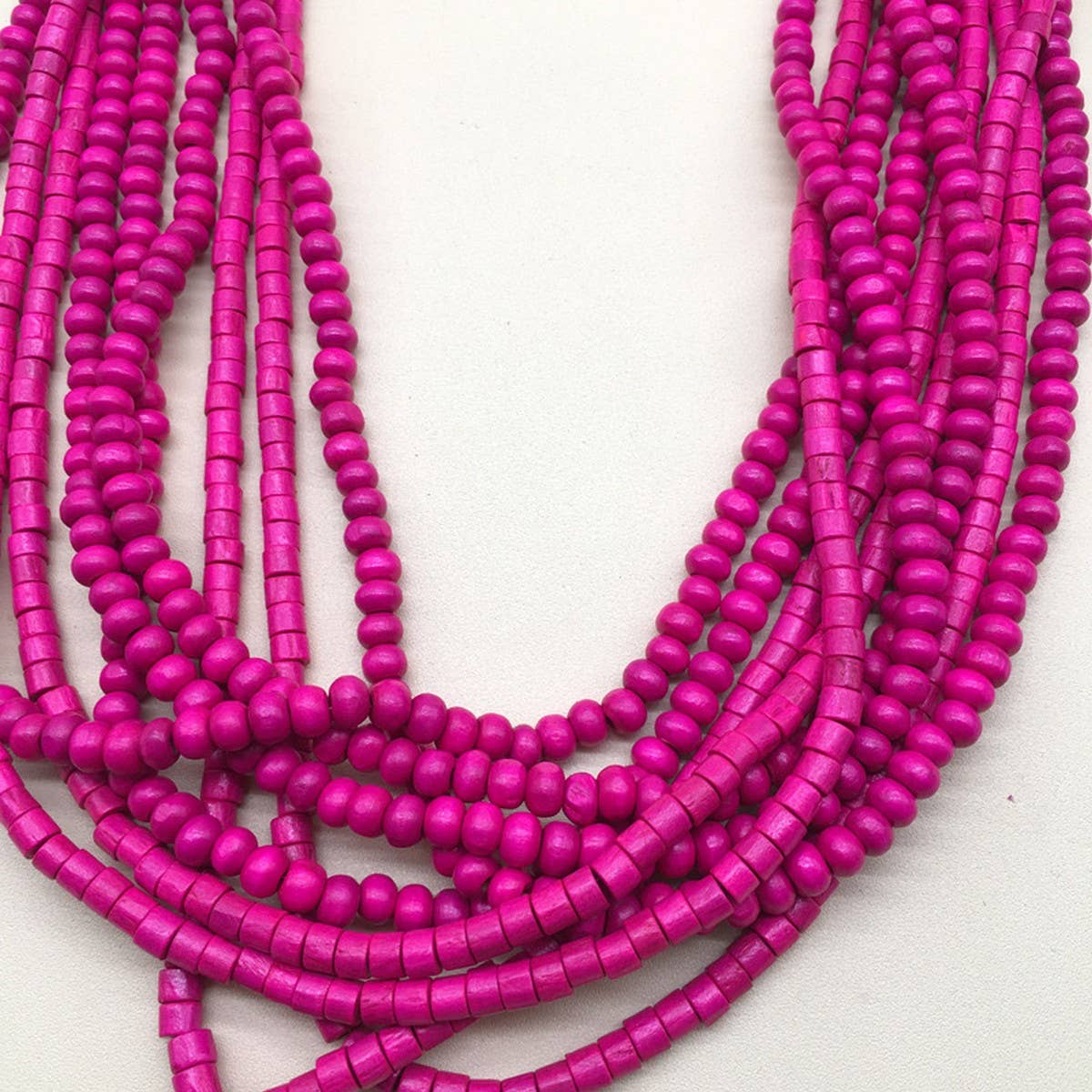 ETHNIC STYLE MULTI LAYERED WOODEN BEAD NECKLACE_CWMM4725