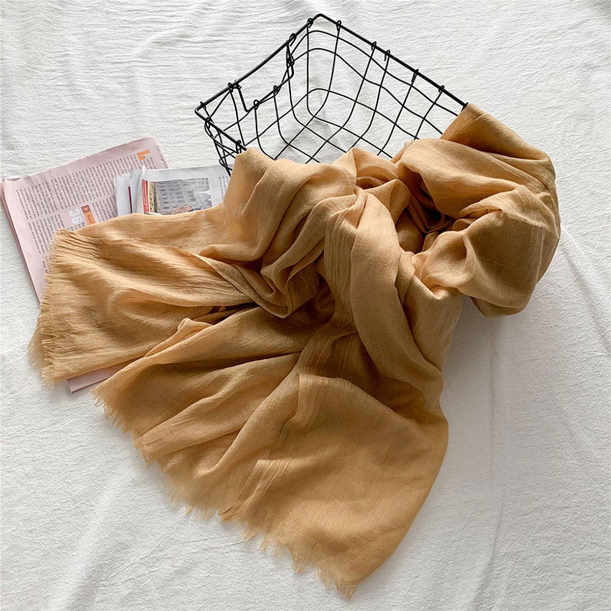 COTTON LINEN SOLID COLOR BEACH SHAWL SCARF _CWASC0197