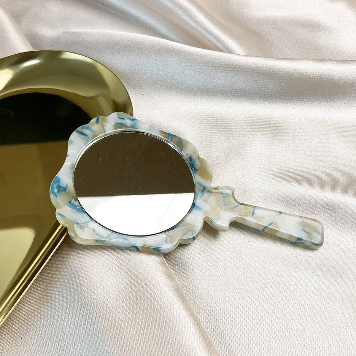 GEOMETRIC ACETATE HANDHELD MAKEUP MIRROR COMPACT_CWMM6386